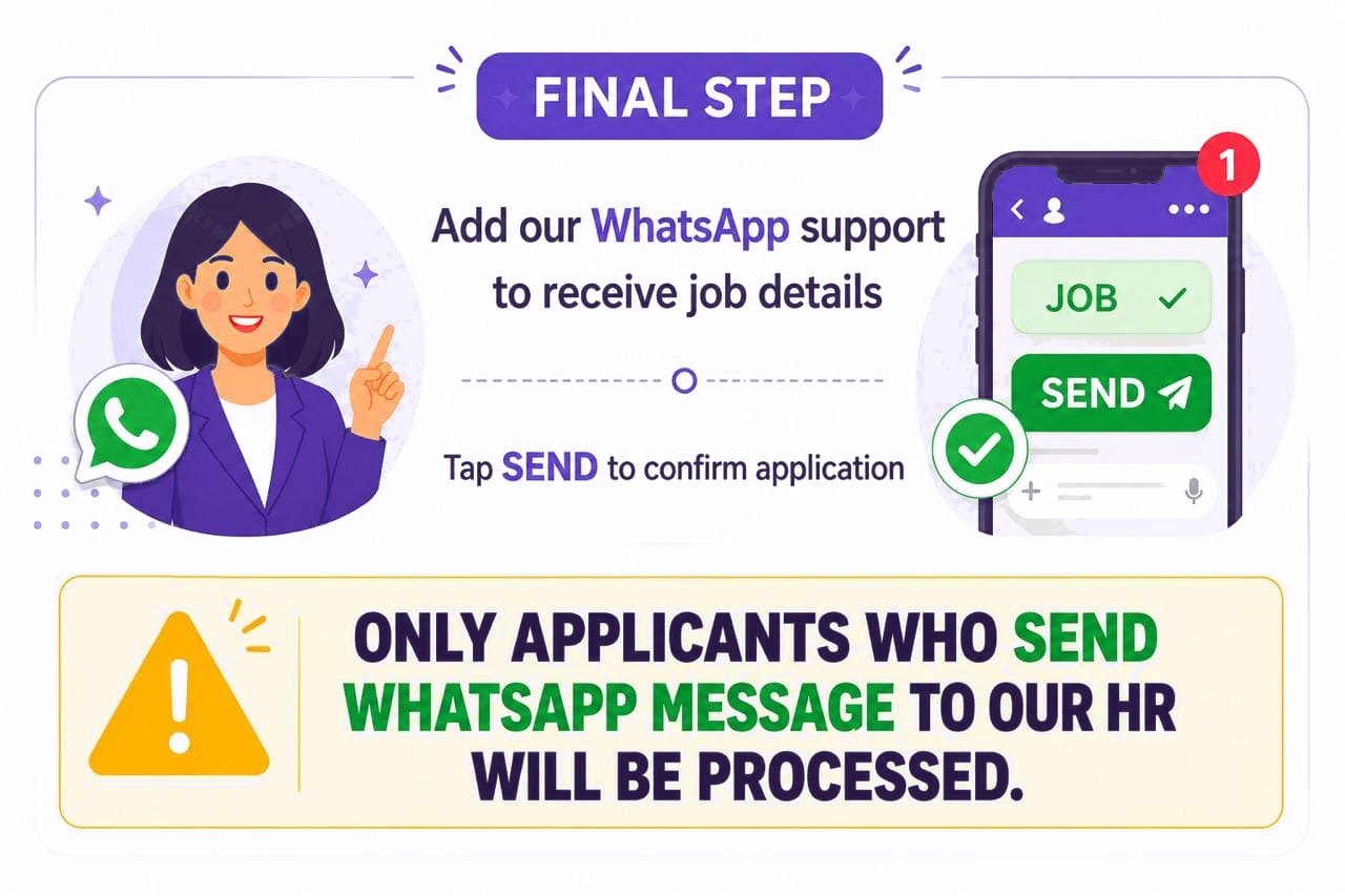Three steps: fill up the form, send a WhatsApp message, receive the details